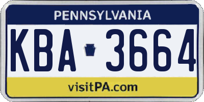 PA license plate KBA3664