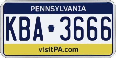 PA license plate KBA3666