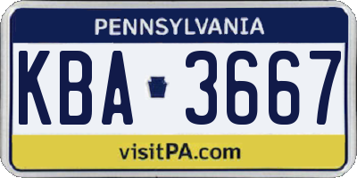 PA license plate KBA3667