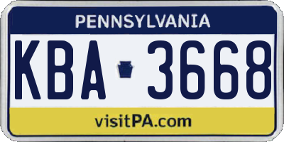 PA license plate KBA3668