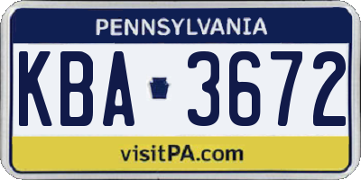 PA license plate KBA3672