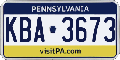 PA license plate KBA3673