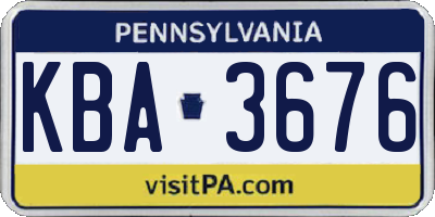 PA license plate KBA3676