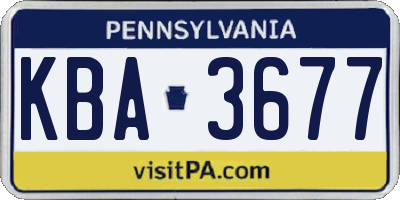 PA license plate KBA3677