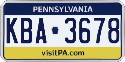 PA license plate KBA3678