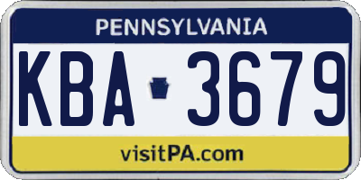 PA license plate KBA3679