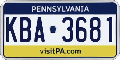 PA license plate KBA3681