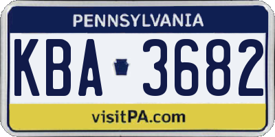 PA license plate KBA3682