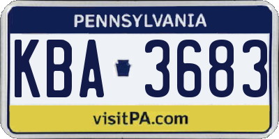 PA license plate KBA3683