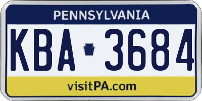 PA license plate KBA3684