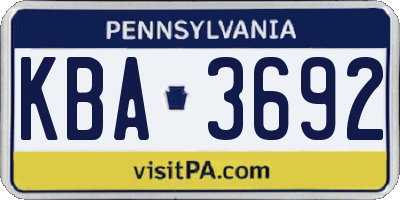 PA license plate KBA3692
