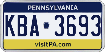 PA license plate KBA3693