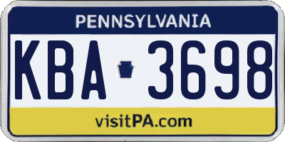 PA license plate KBA3698