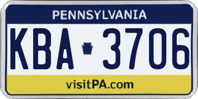 PA license plate KBA3706