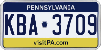 PA license plate KBA3709