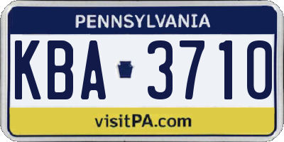 PA license plate KBA3710