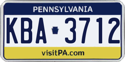 PA license plate KBA3712