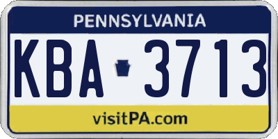 PA license plate KBA3713