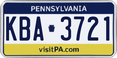PA license plate KBA3721