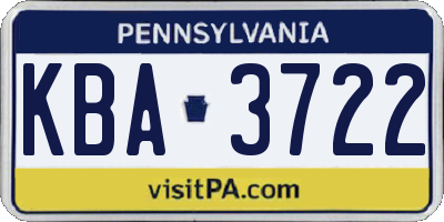 PA license plate KBA3722