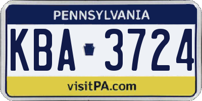 PA license plate KBA3724