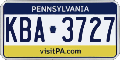PA license plate KBA3727