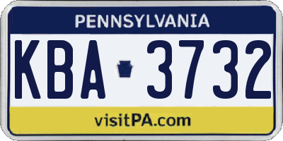 PA license plate KBA3732