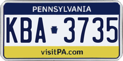 PA license plate KBA3735