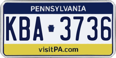 PA license plate KBA3736