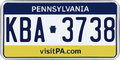PA license plate KBA3738