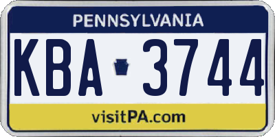 PA license plate KBA3744