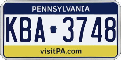 PA license plate KBA3748