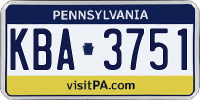 PA license plate KBA3751