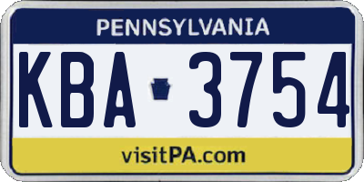 PA license plate KBA3754