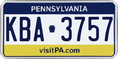 PA license plate KBA3757