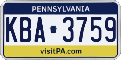 PA license plate KBA3759
