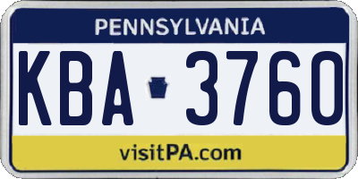 PA license plate KBA3760