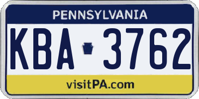 PA license plate KBA3762