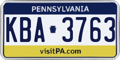 PA license plate KBA3763