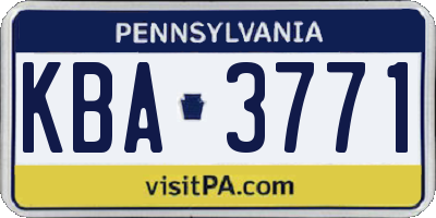 PA license plate KBA3771