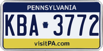PA license plate KBA3772