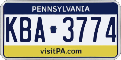 PA license plate KBA3774