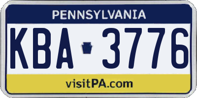 PA license plate KBA3776