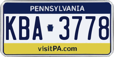 PA license plate KBA3778