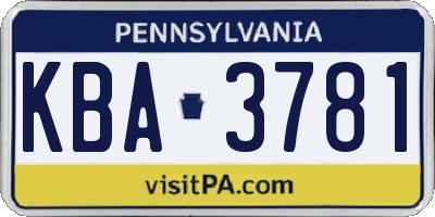 PA license plate KBA3781