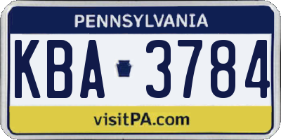 PA license plate KBA3784