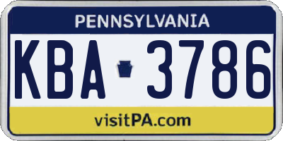 PA license plate KBA3786