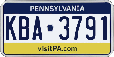 PA license plate KBA3791