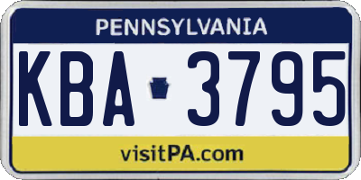 PA license plate KBA3795