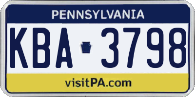 PA license plate KBA3798